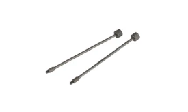 Metal valve extension set for tyres, featuring two long extensions with knurled ends for easy grip and installation.