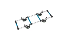 Adjustable glass lifting equipment with suction cups and aluminium frame for safe handling of large glass panels.