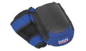 Sealey protective knee pads designed for comfort and durability, featuring a black and blue design suitable for various tasks.