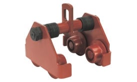 Heavy-duty roller support clamp designed for lifting and moving heavy loads with durable wheels and robust construction.