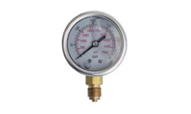 High-quality pressure gauge displaying PSI and BAR measurements, suitable for various industrial applications.