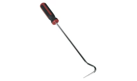 Heavy-duty garden weeding tool with a long metal shaft and ergonomic handle, designed for efficient weed removal.