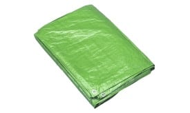 Green tarpaulin sheet, durable and waterproof, suitable for various outdoor applications and protection against elements.